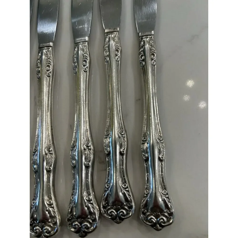 Lot of 7 Modern Hollow Dinner Knives Silverplate 8